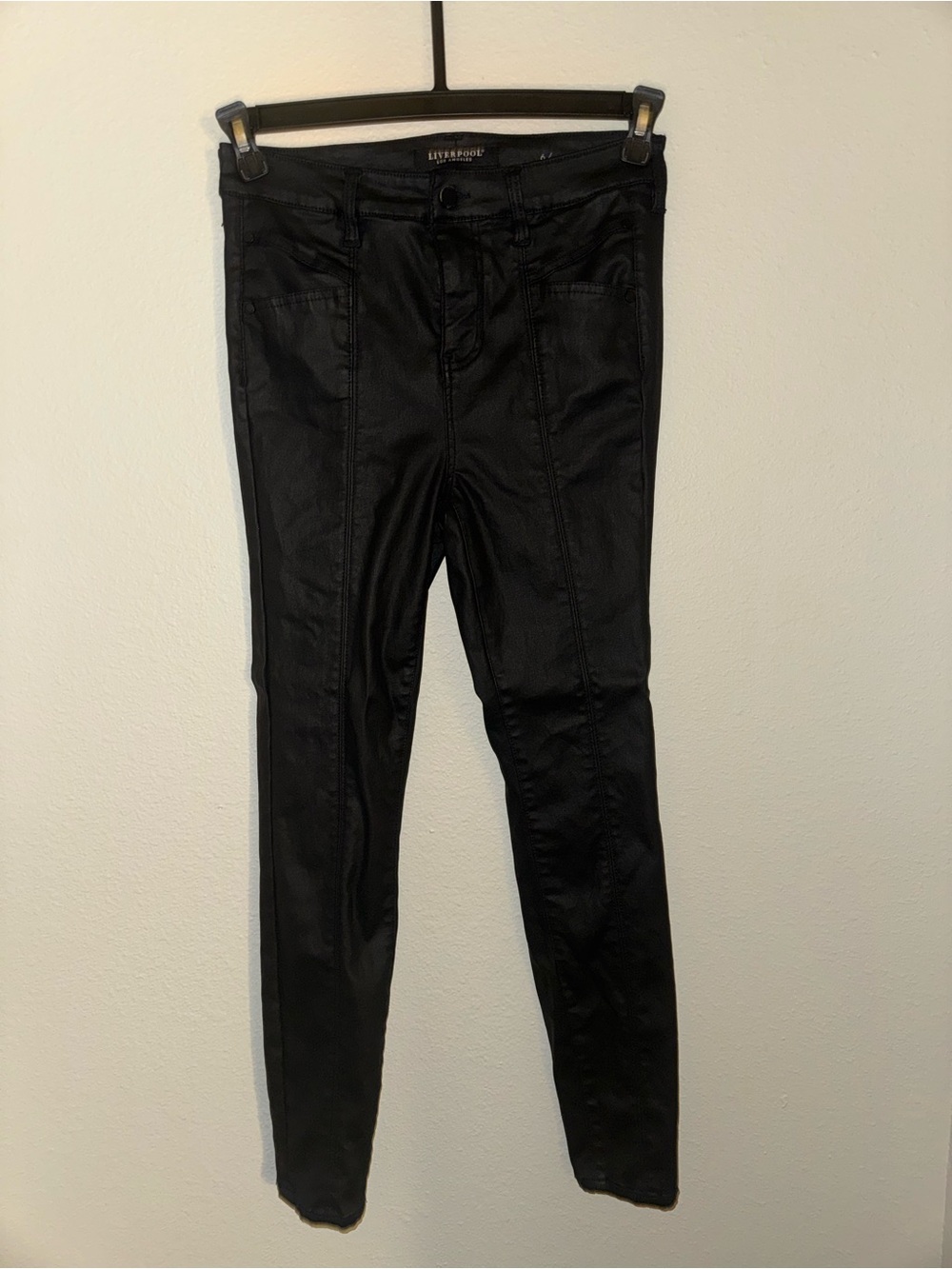 Liverpool Black Coated Skinny High Rise Ankle Pants